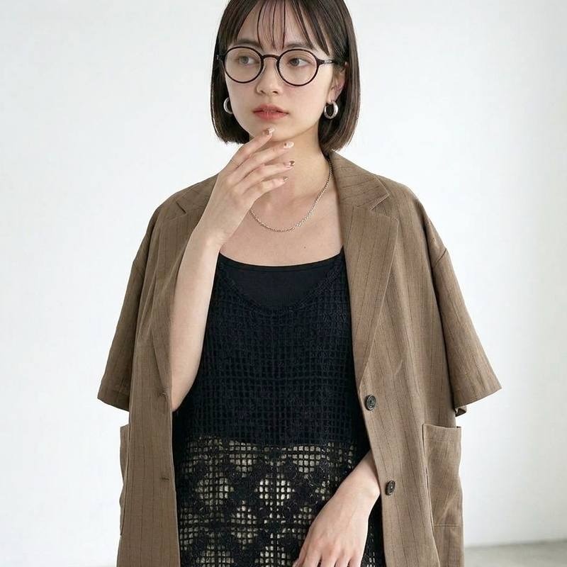 ストライプ半袖シャツジャケット