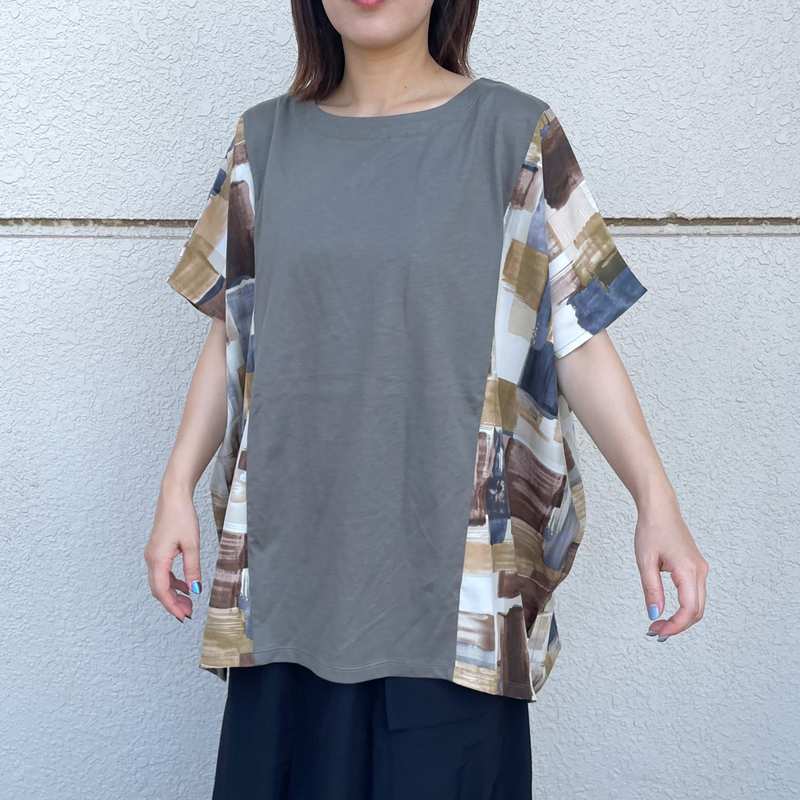 ビアズリー 刺繍切り替え コットンプルオーバー グレー ゆったり フリーサイズ 楽天市場】大きいサイズ レディース トップス | 【切替えの魔法