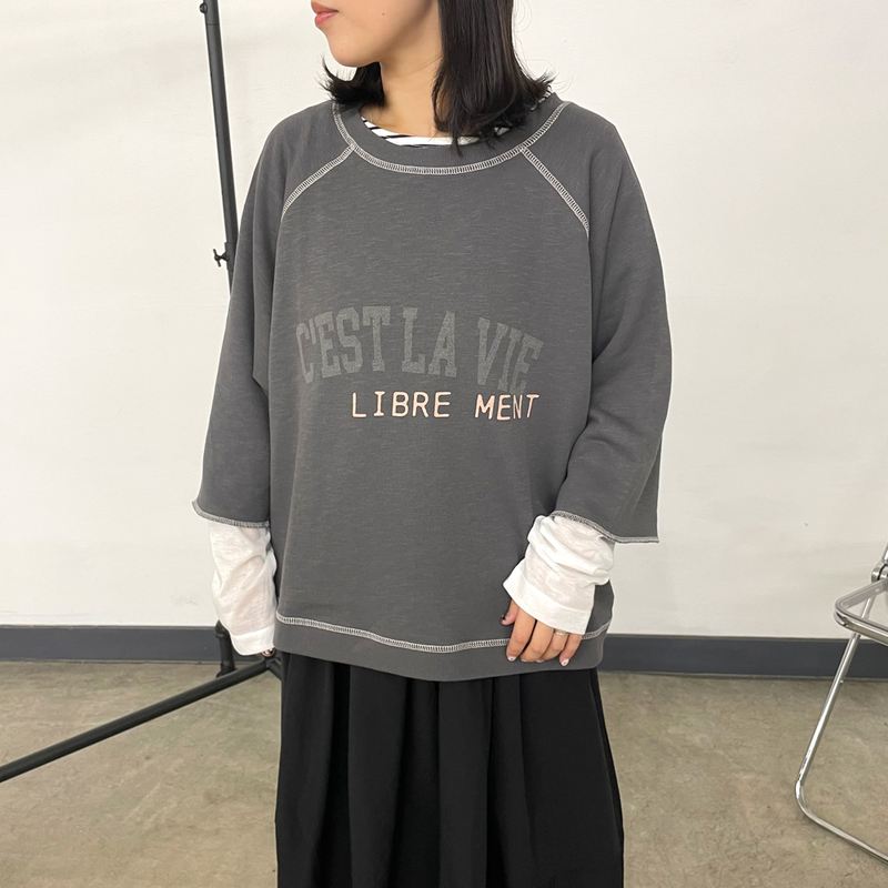 2WAY7部袖裏毛ロゴプルオーバー