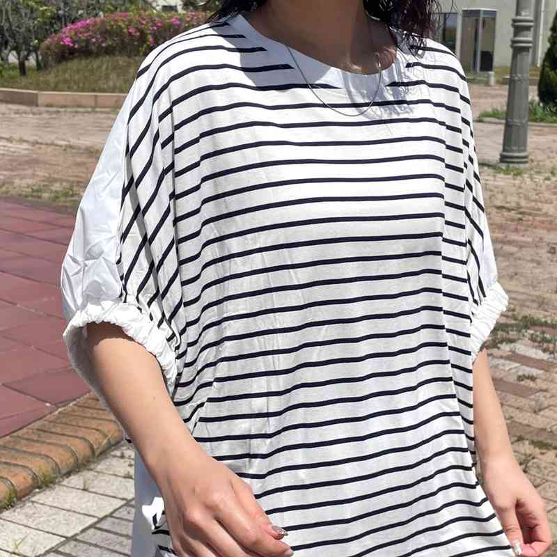 バック布帛切替プルオーバー