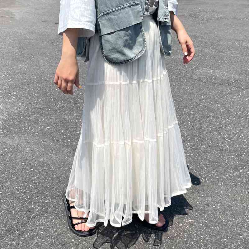 チュールプリーツスカート