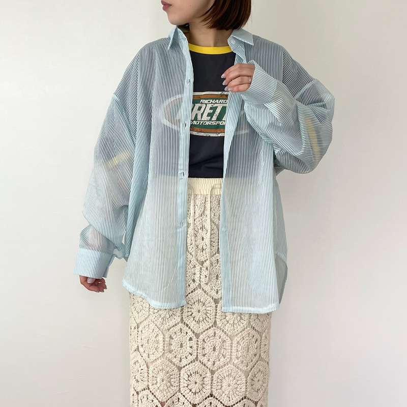 ストライプシアーシャツ