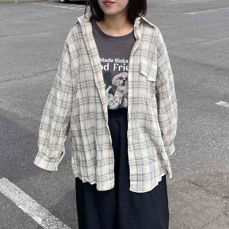 シアーチェックシャツ