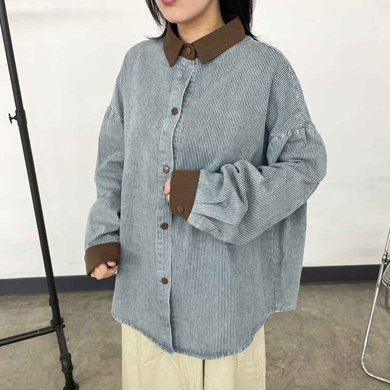 ヒッコリーバイカラーシャツ