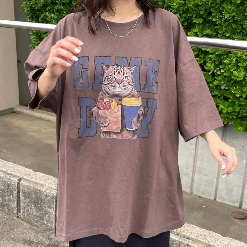 ネコプリントビッグTシャツ