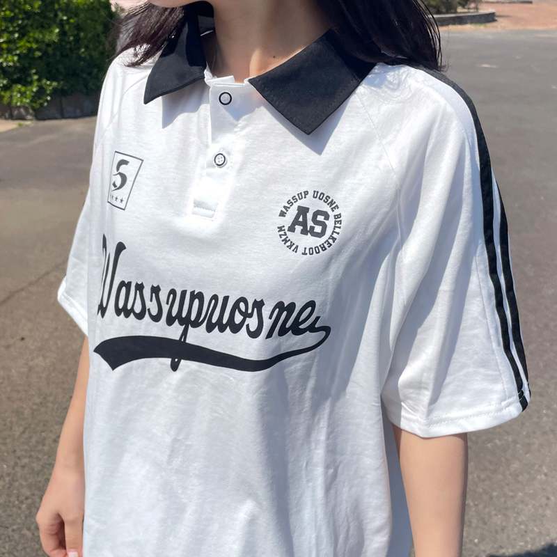 襟付きラインゲームTシャツ