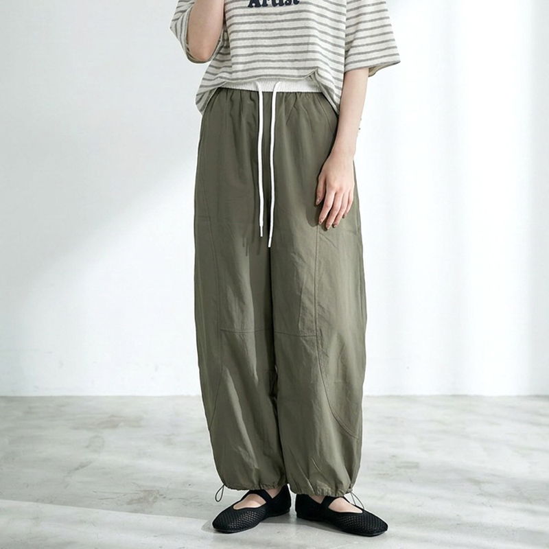 ナイロン風配色イージーパンツ