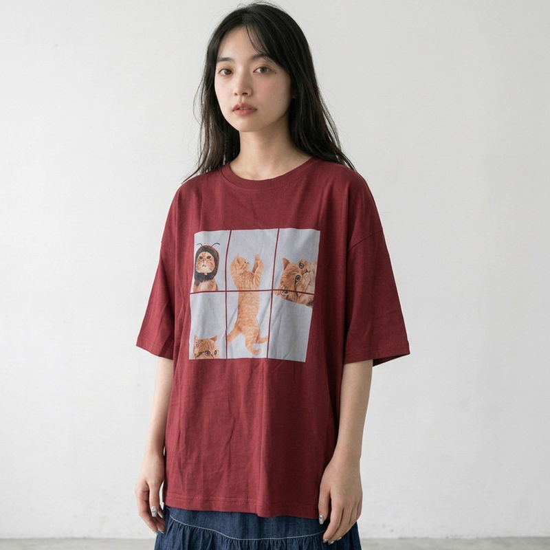 パネル転写ネコBIGTシャツ