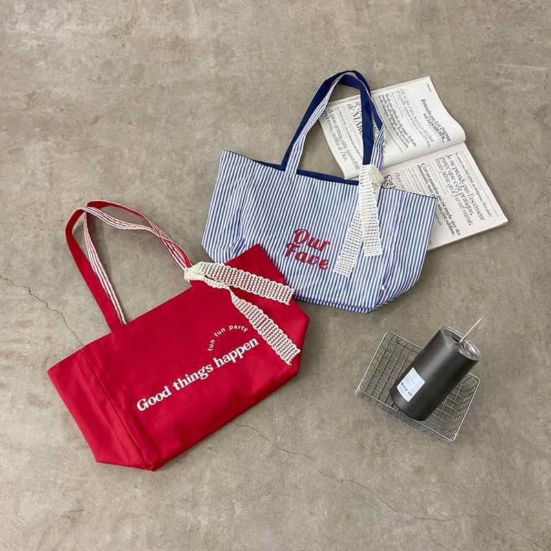 ストライプキャンバスリバーシブルトートバッグ