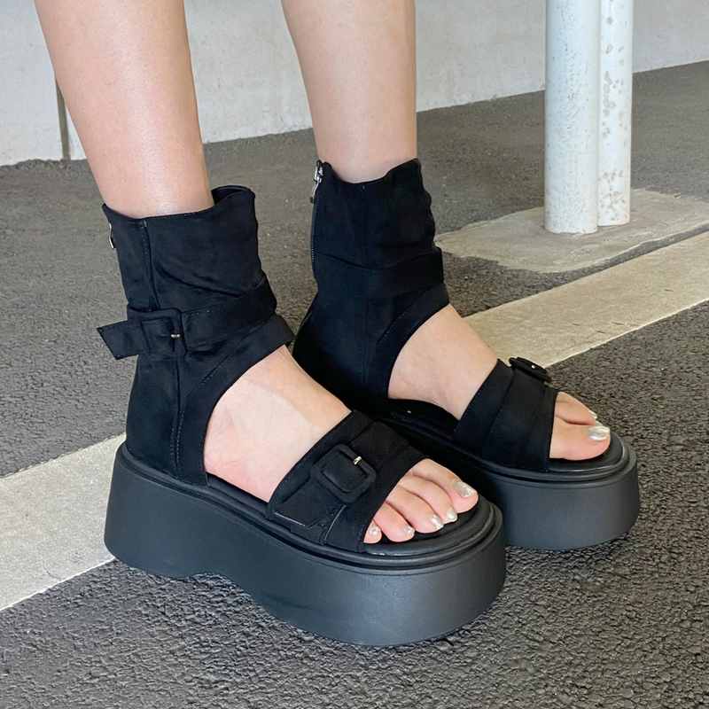 フェイクスエードブーツサンダル