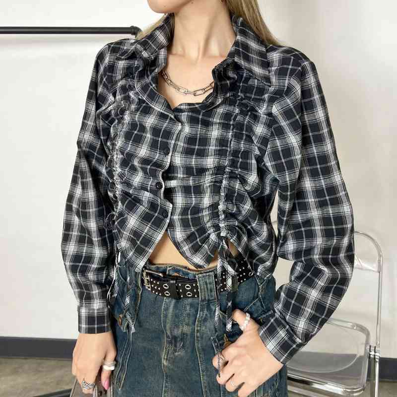 ドロストチェックシャツ