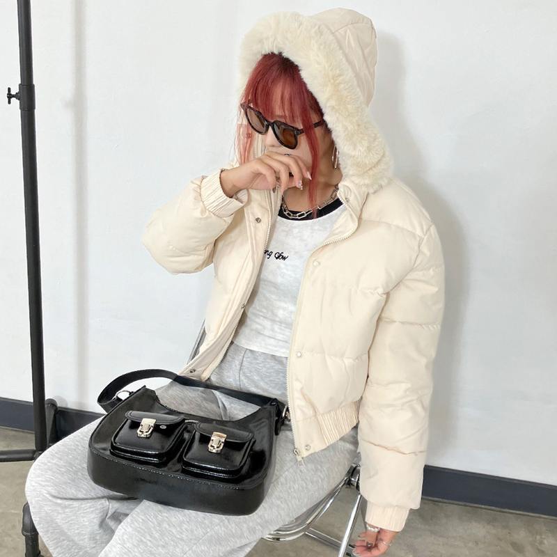 フェイクファーフード中綿ブルゾン