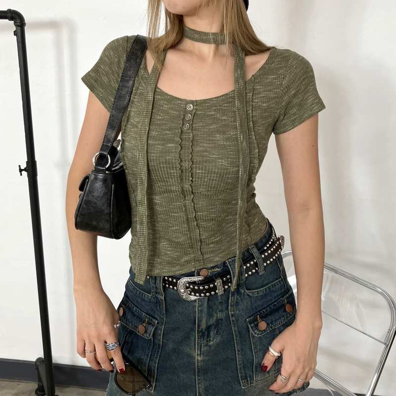 ミックスニットソーチョーカー付き