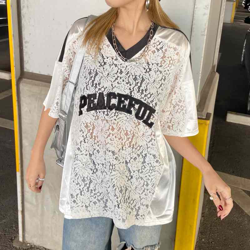 レースロゴビッグトップス