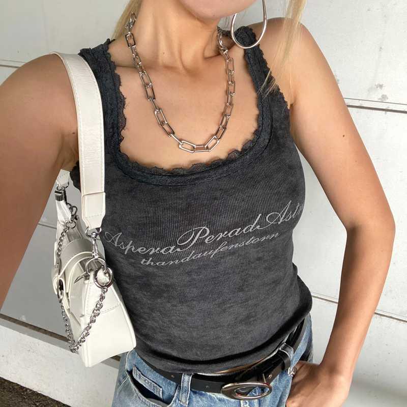 レースロゴムラタンクトップ