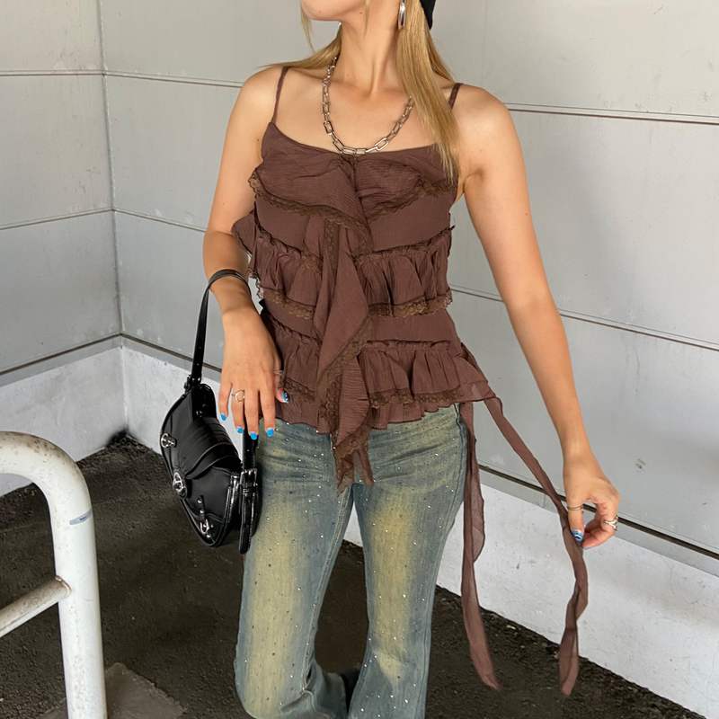 レースイレヘムティアードキャミソール