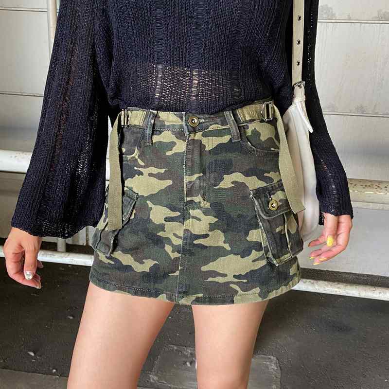 ウエストベルトツイルスカート