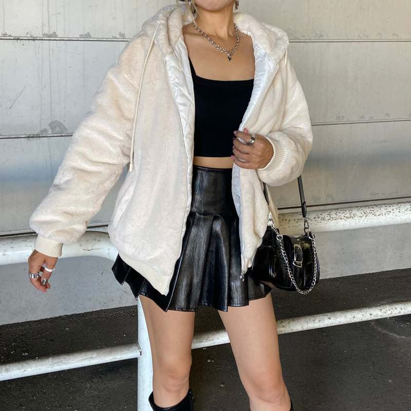 non-hedge フェイクファーフードZIP|TiMTiMオンラインストア