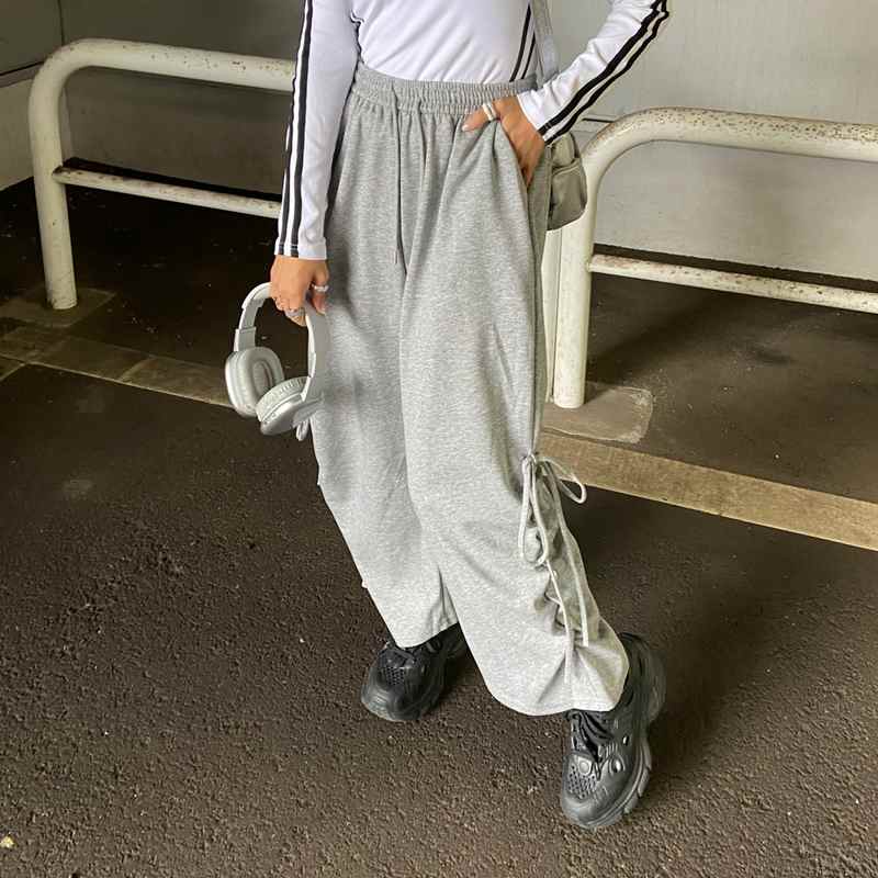 サイドリボンワイドパンツ