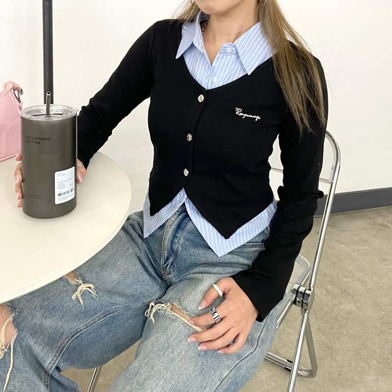 シャツアンサンブル風トップス