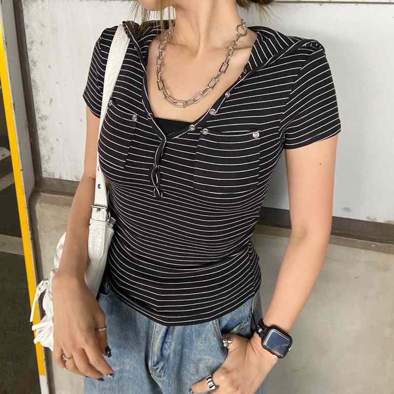 ヘンリーフードサイドドロストトップス