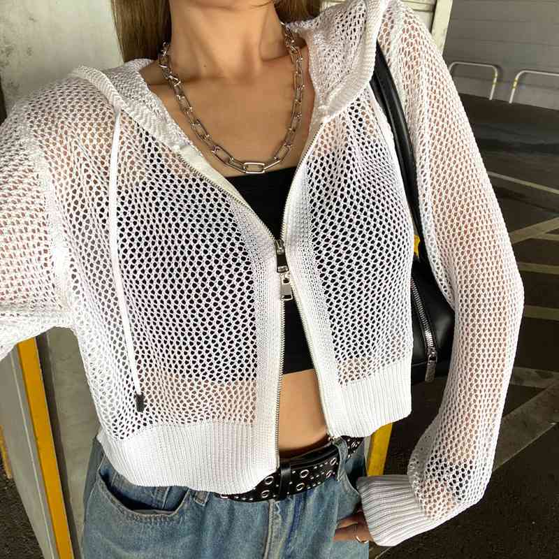 透かしWZIPショートパーカー