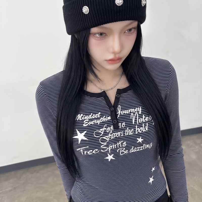ボーダーヘンリーTシャツ