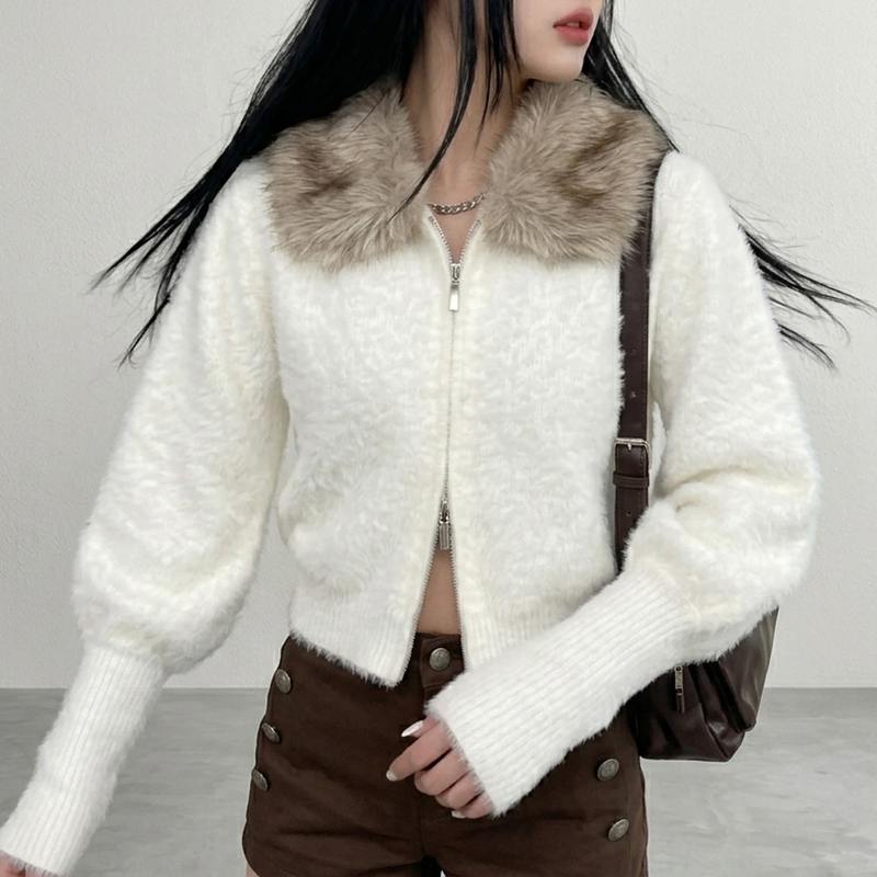 ファーZIPショートカーディガン