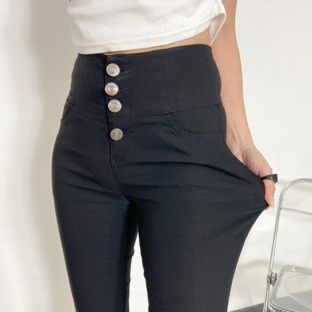 non-hedge ストレッチハイウエスト ボタンスキニーパンツ|TiMTiM