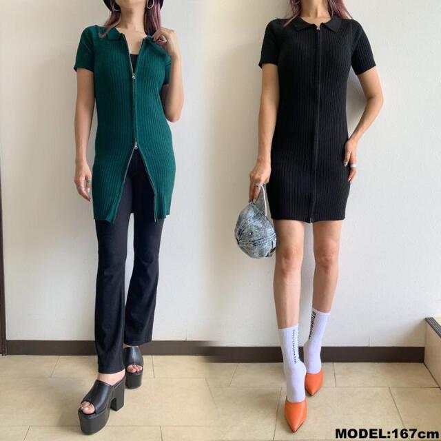 ジップミニワンピース