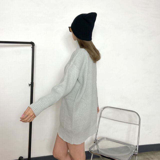 ZIPハイネックミニニットワンピース