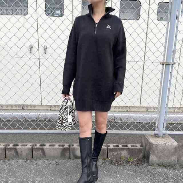 ZIPハイネックミニニットワンピース