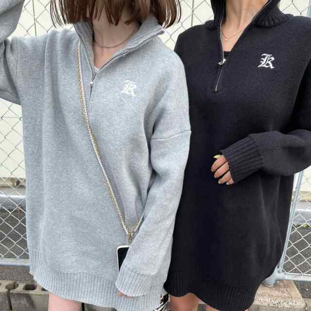 ZIPハイネックミニニットワンピース