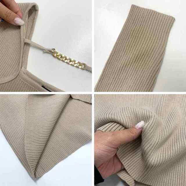 チェーンデザインニットトップス