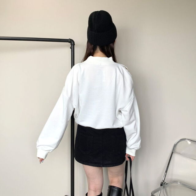 ★WEB限定★ハイネックショルダーZIP裏毛プルオーバー