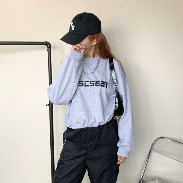 ★WEB限定★ハイネックショルダーZIP裏毛プルオーバー