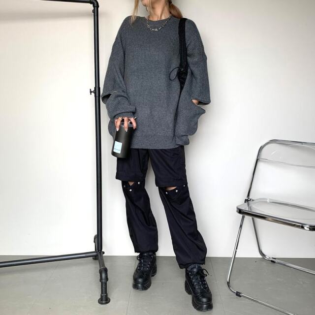 Non-hedge 裏毛ダメージチュニック USAコットンコクーンチュニック(毛玉防止・UVカット)＜大きい