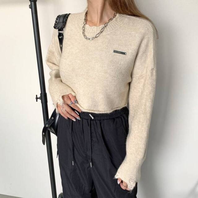 プレートダメージショートプルオーバー