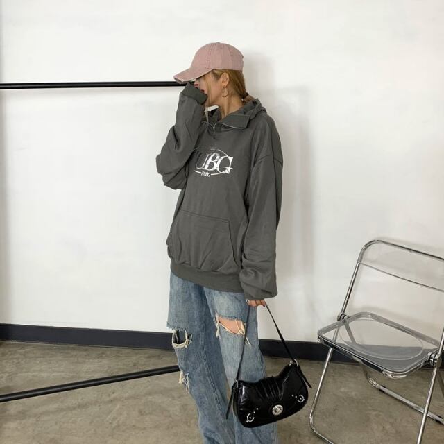 シルバーロゴフードZIPプルオーバー
