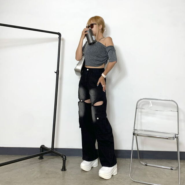 ラメワンショルトップス