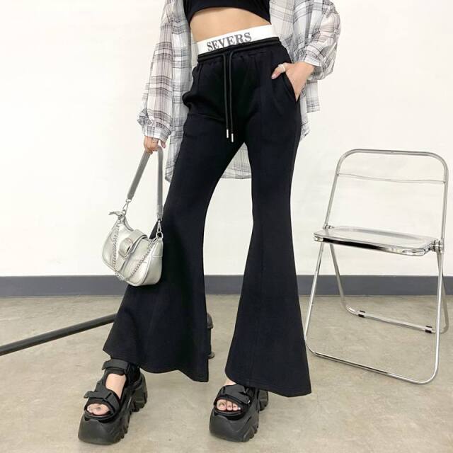 ウエストロゴカットフレアパンツ
