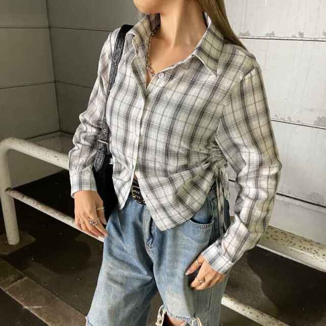 サイドドロストチェックシャツ
