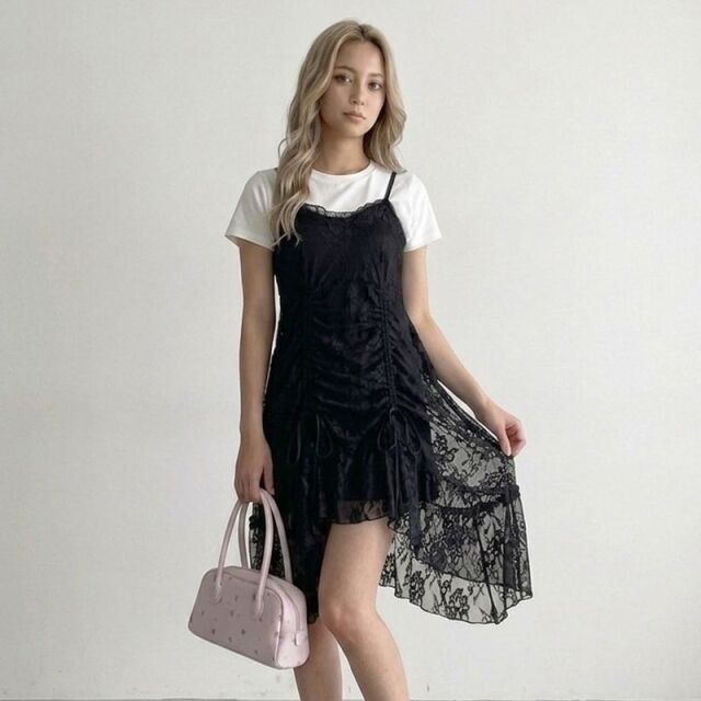 Wドロストイレギュラーヘムワンピース