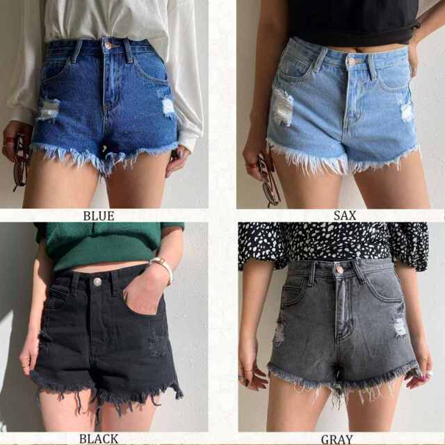 ダメージデニムショートパンツ