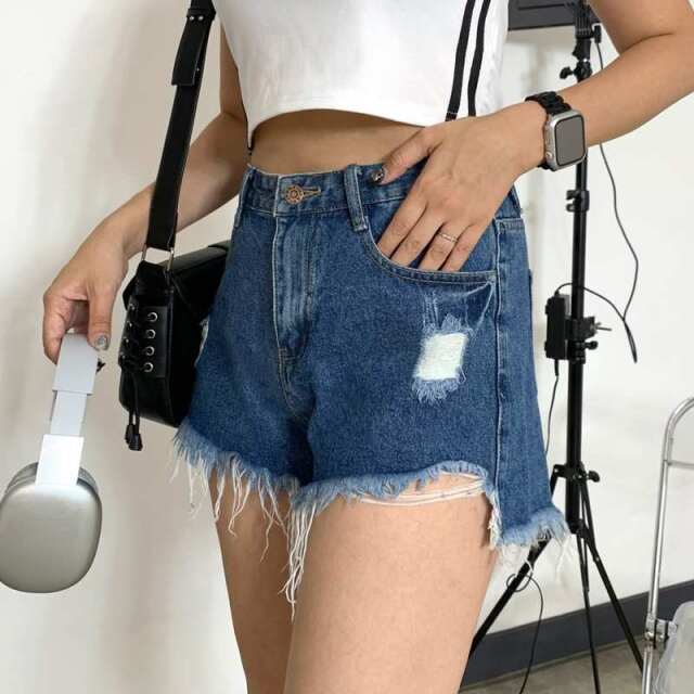 ダメージデニムショートパンツ