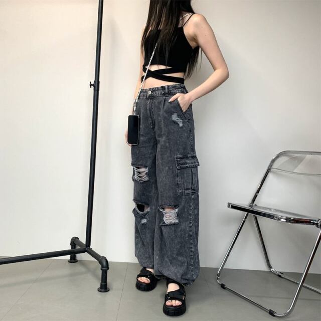 non-hedge ダメージデニムカーゴパンツ|TiMTiMオンラインストア