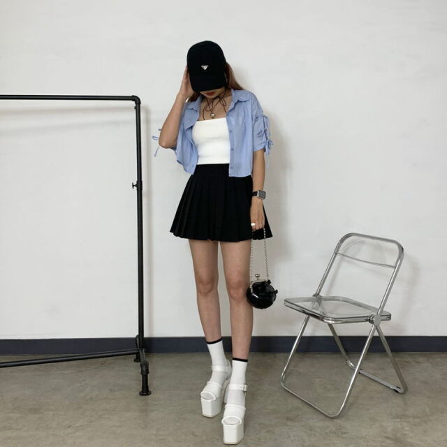 袖リボンショートシャツ