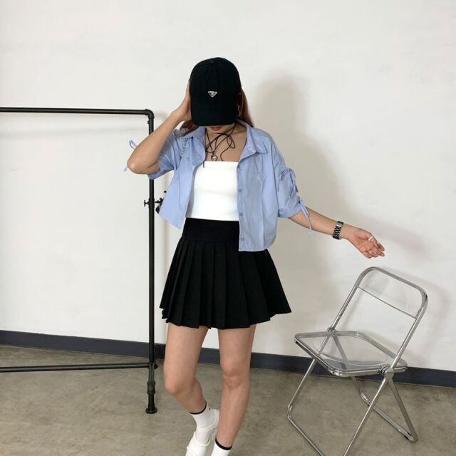 袖リボンショートシャツ