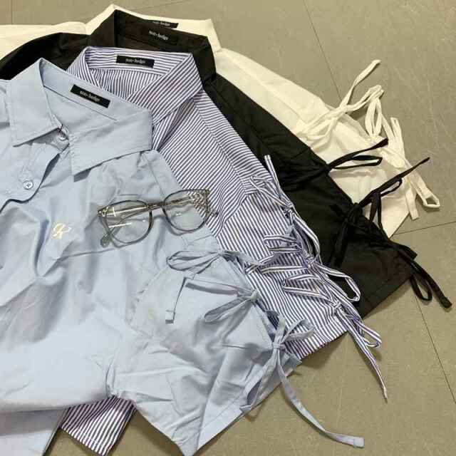 袖リボンショートシャツ