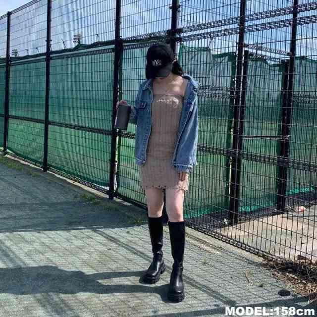 ケーブルニットベアミニワンピース